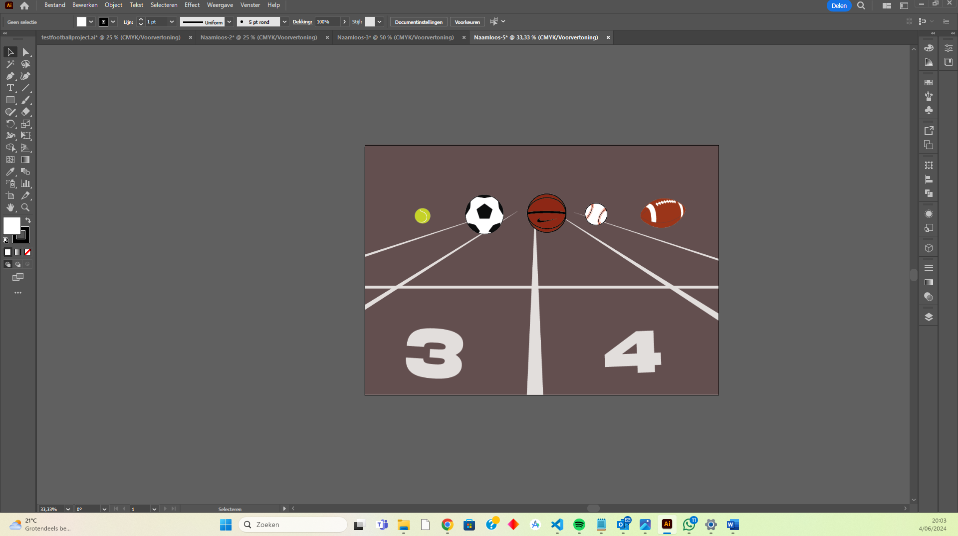 photo of an athletics track with a tennis ball, football, basketball, baseball, and football in front